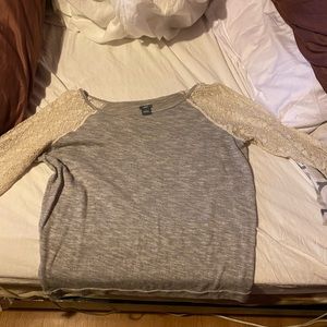 Grey and cream lace blouse. Very soft material. Great condition